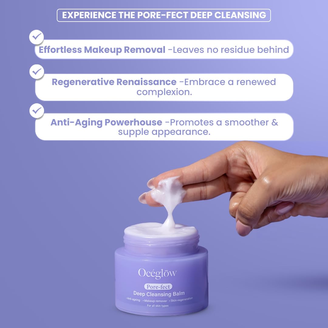 Oceglow Pore-Fect Cleansing Balm With Shea & Sunflower Oil Deep Cleanse, Pore Makeup Remover Balm