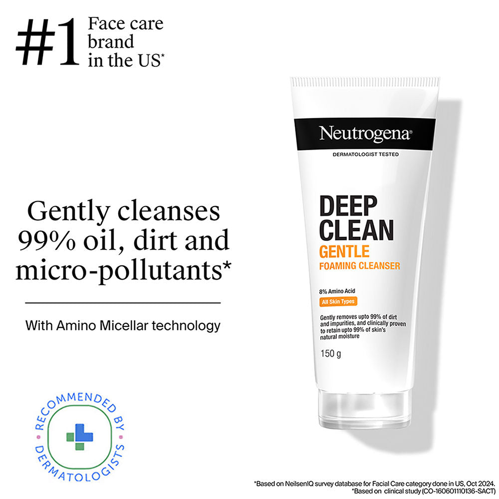 Neutrogena Deep Clean Gentle Foaming Cleanser - Moisturizing Face Wash for Normal to Sensitive Skin