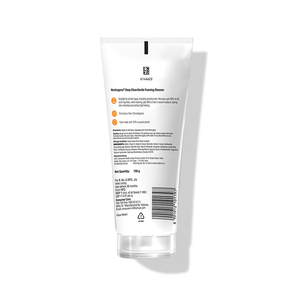 Neutrogena Deep Clean Gentle Foaming Cleanser - Moisturizing Face Wash for Normal to Sensitive Skin