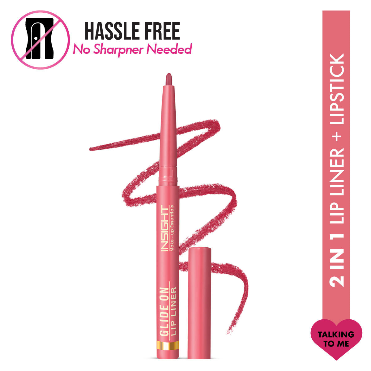 Insight Cosmetics Glide On Lip Liner, Intense Pigment, Long Wear Matte Lip Formula