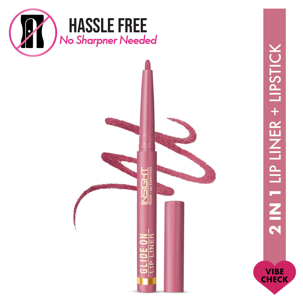 Insight Cosmetics Glide On Lip Liner, Intense Pigment, Long Wear Matte Lip Formula