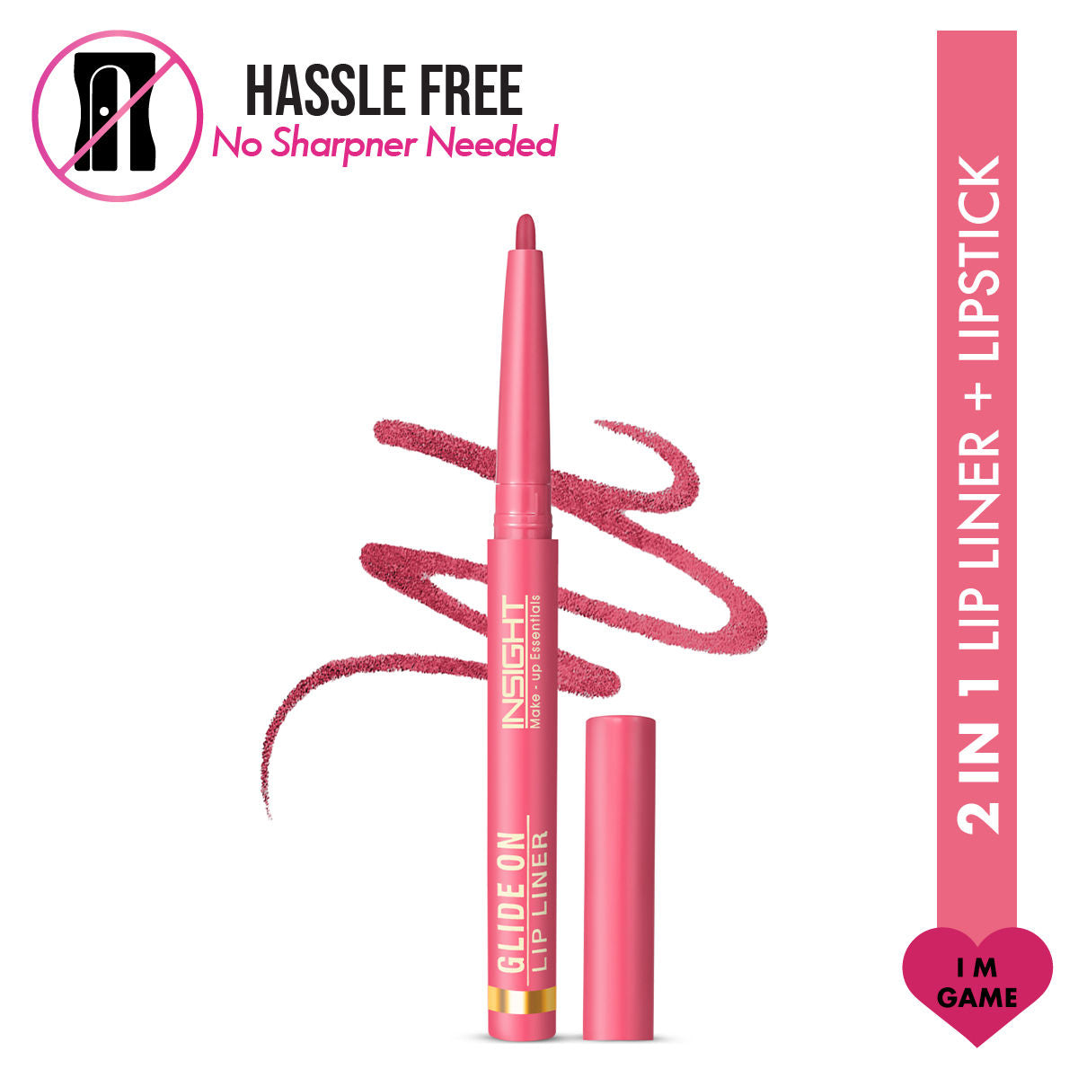 Insight Cosmetics Glide On Lip Liner, Intense Pigment, Long Wear Matte Lip Formula