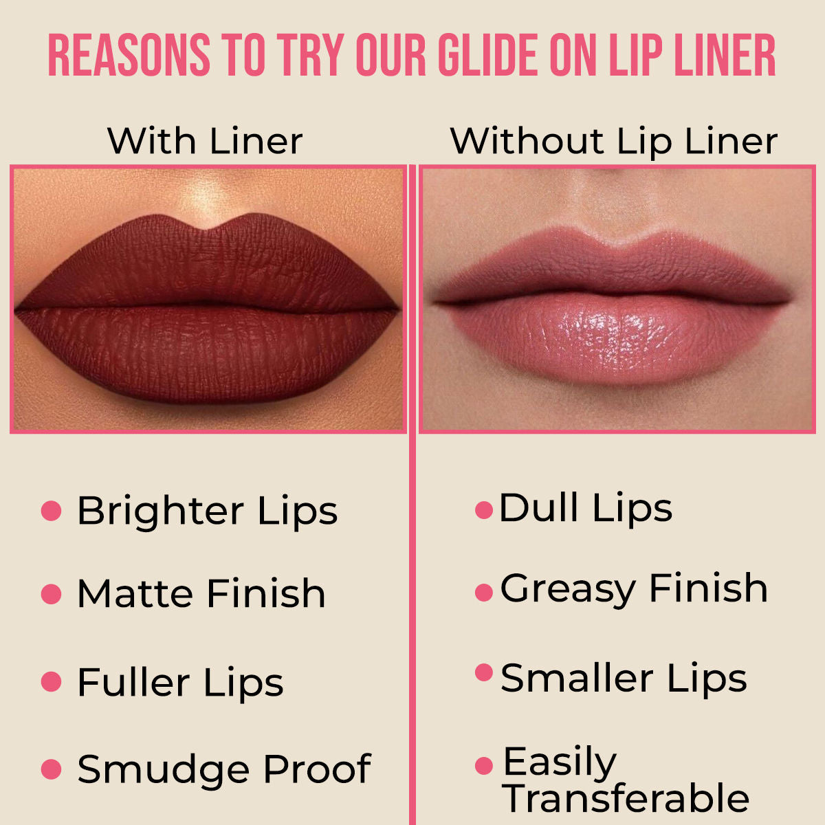 Insight Cosmetics Glide On Lip Liner, Intense Pigment, Long Wear Matte Lip Formula