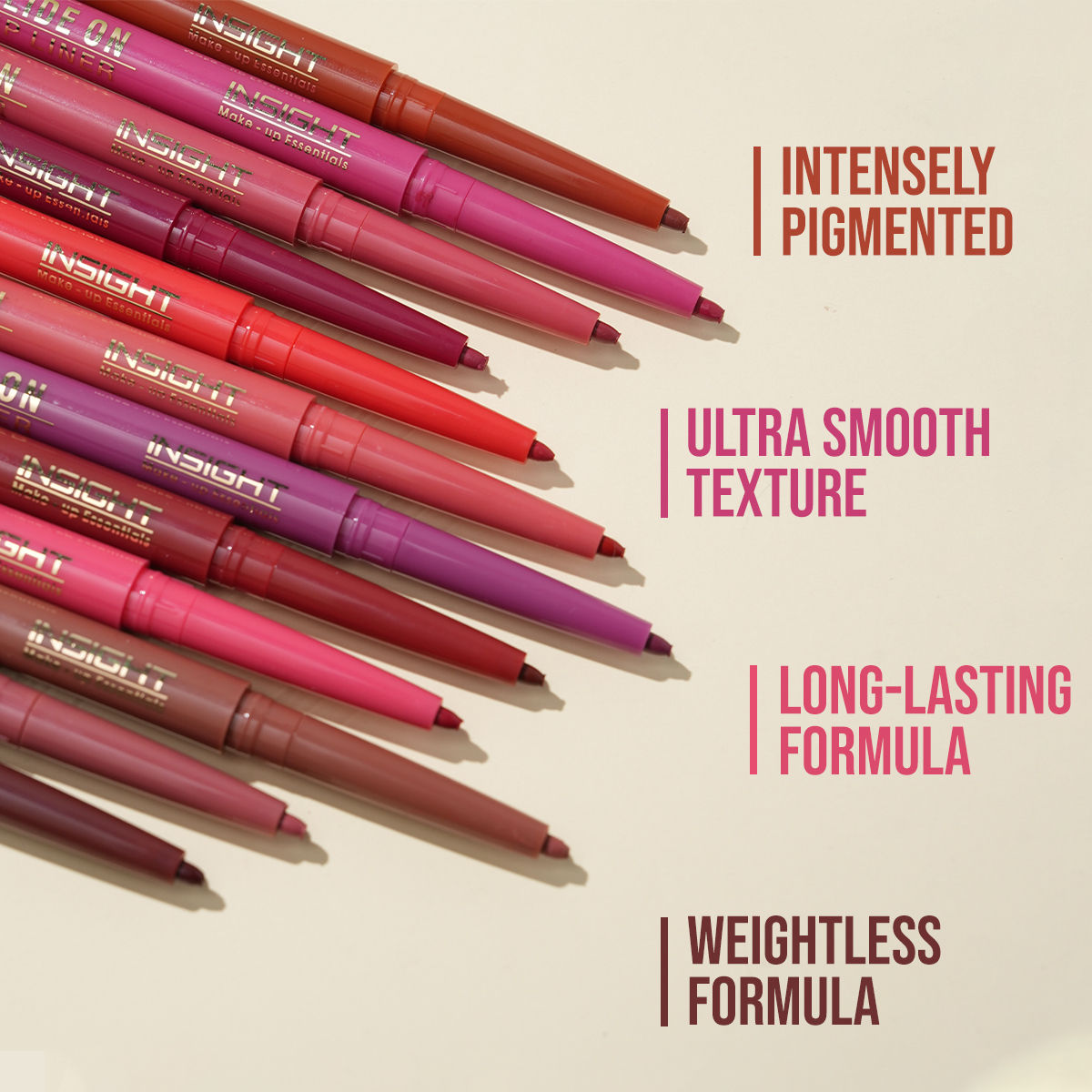 Insight Cosmetics Glide On Lip Liner, Intense Pigment, Long Wear Matte Lip Formula