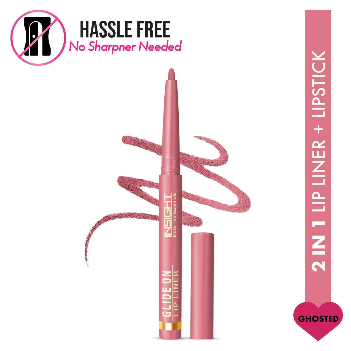 Insight Cosmetics Glide On Lip Liner, Intense Pigment, Long Wear Matte Lip Formula
