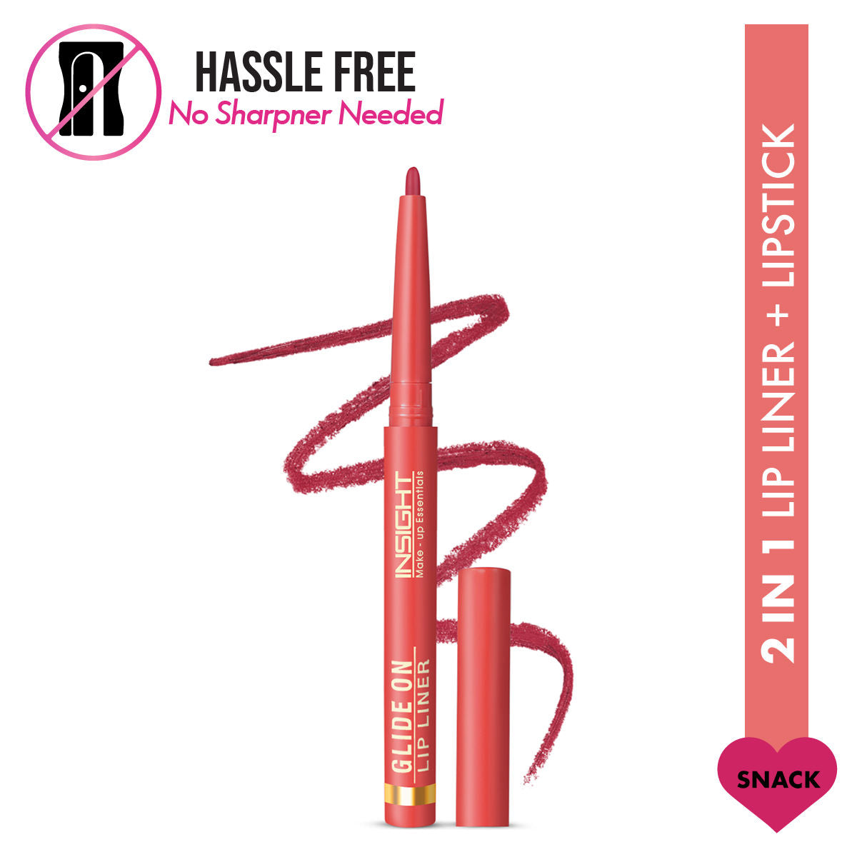 Insight Cosmetics Glide On Lip Liner, Intense Pigment, Long Wear Matte Lip Formula
