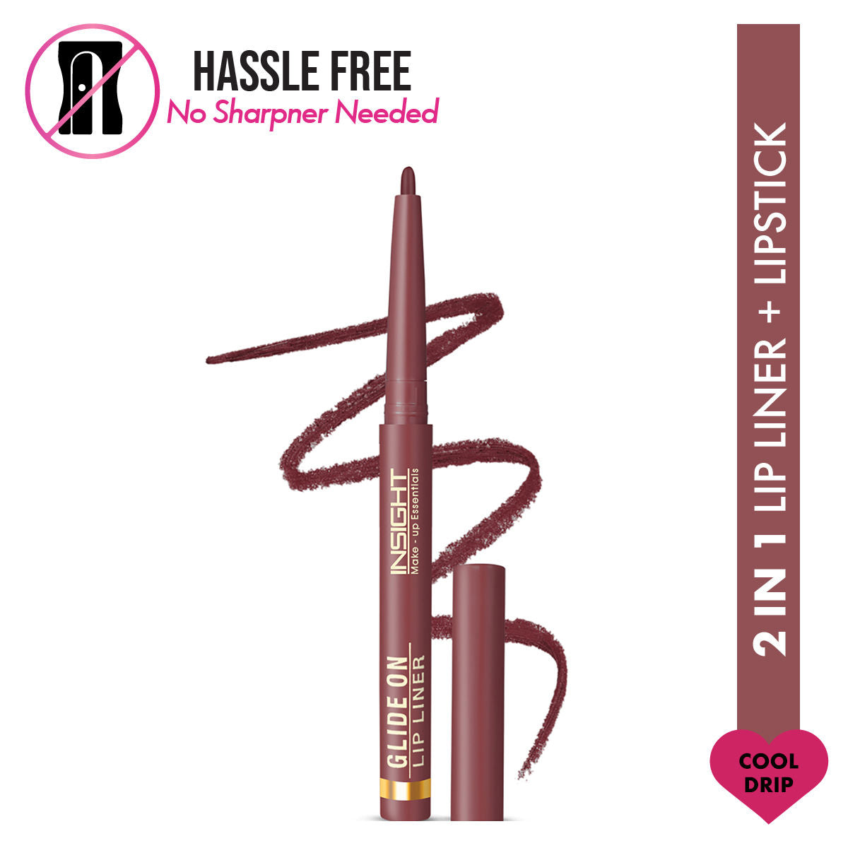 Insight Cosmetics Glide On Lip Liner, Intense Pigment, Long Wear Matte Lip Formula