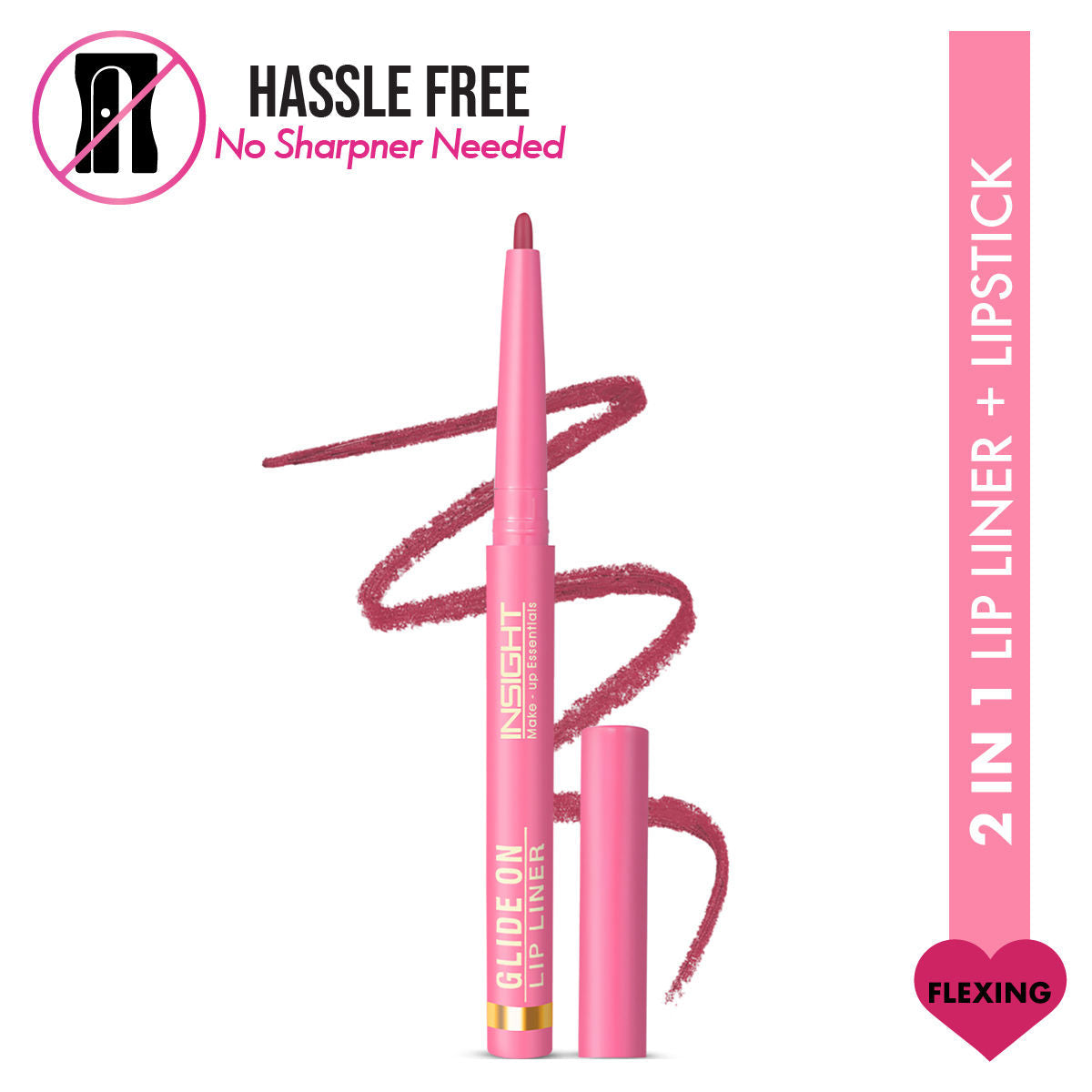 Insight Cosmetics Glide On Lip Liner, Intense Pigment, Long Wear Matte Lip Formula