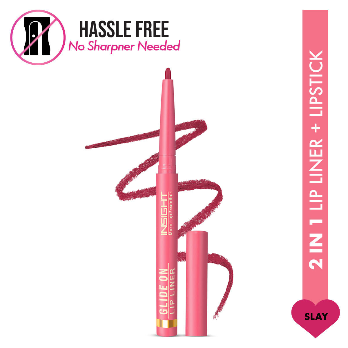 Insight Cosmetics Glide On Lip Liner, Intense Pigment, Long Wear Matte Lip Formula