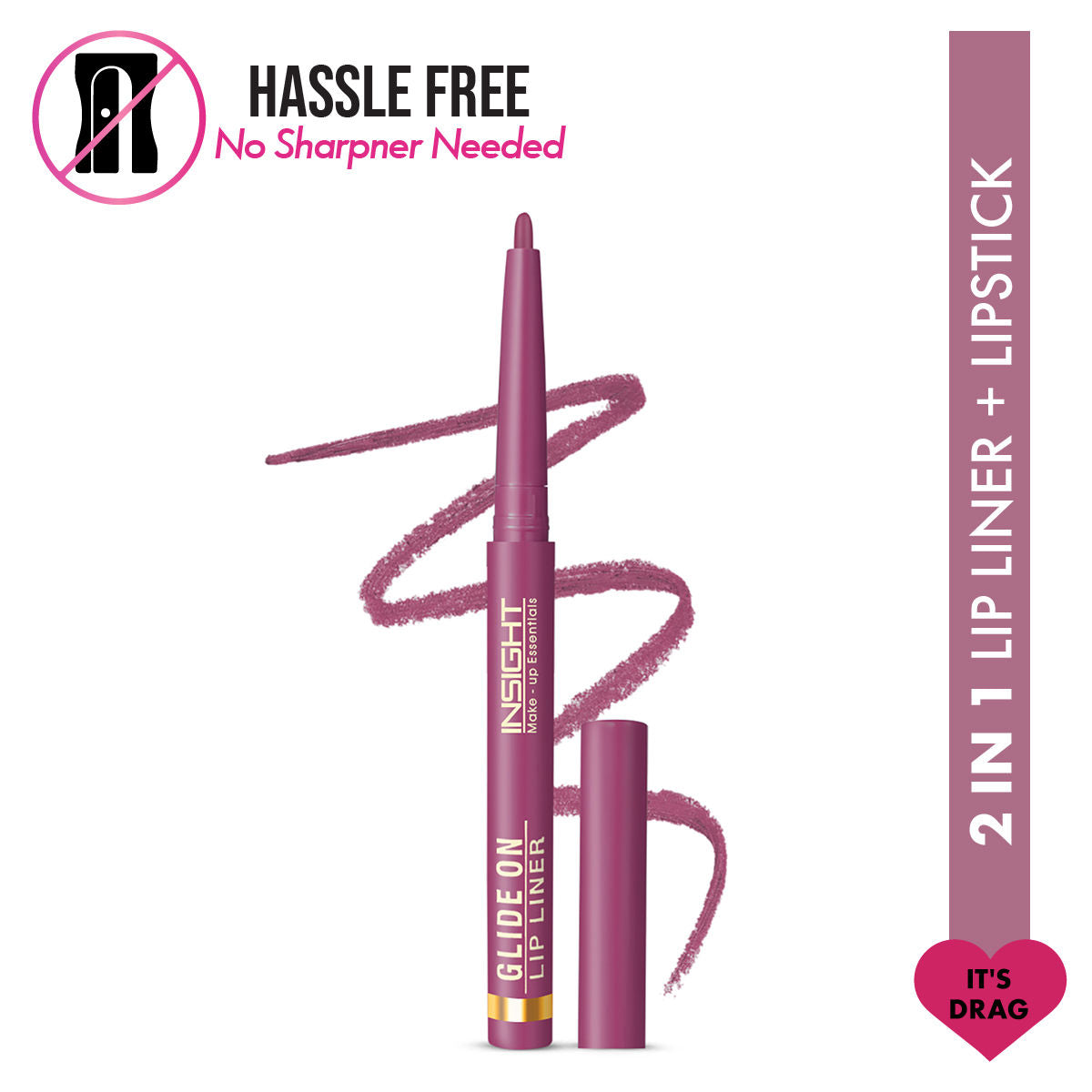 Insight Cosmetics Glide On Lip Liner, Intense Pigment, Long Wear Matte Lip Formula