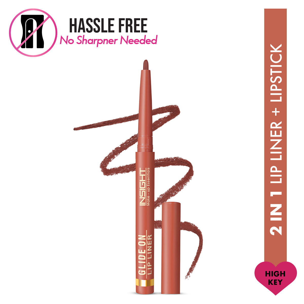 Insight Cosmetics Glide On Lip Liner, Intense Pigment, Long Wear Matte Lip Formula