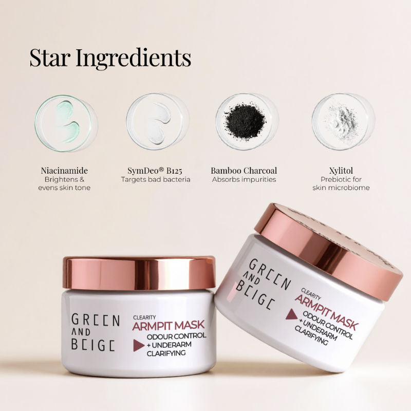 Green And Beige Clearity Armpit Mask Odour Control + Underarm Clarifying