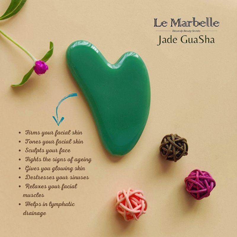 Le Marbelle Jade Gua Sha Stone Face Massager For Face, Neck Glow & Skin Brightening