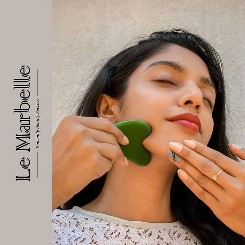 Le Marbelle Jade Gua Sha Stone Face Massager For Face, Neck Glow & Skin Brightening