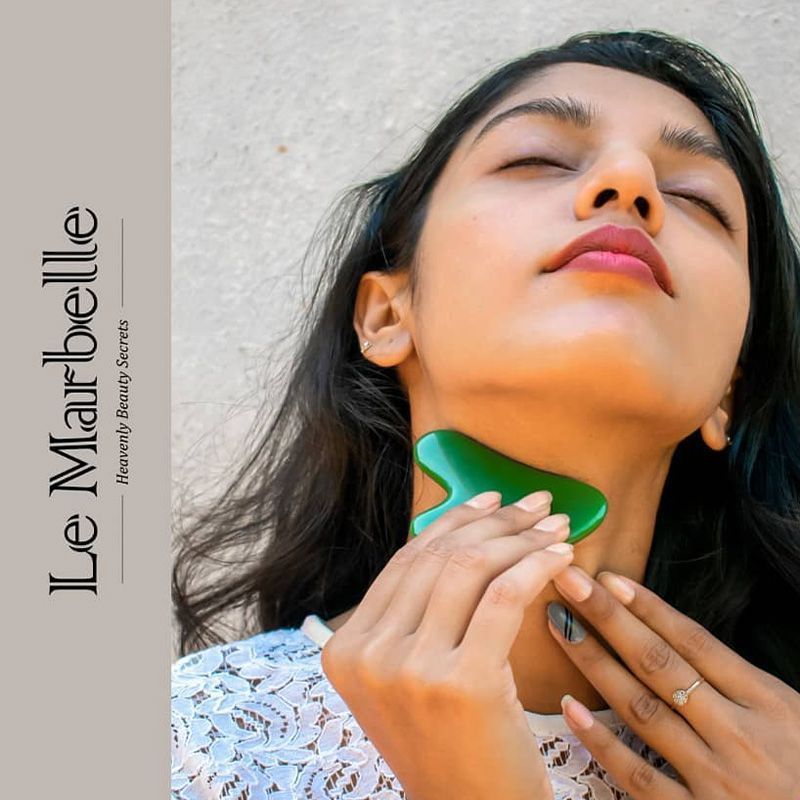 Le Marbelle Jade Gua Sha Stone Face Massager For Face, Neck Glow & Skin Brightening