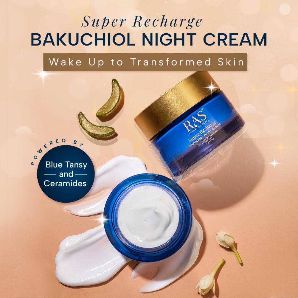 RAS Luxury Oils Super Recharge Night Cream With Bakuchiol & Peptides Deeply Hydrates