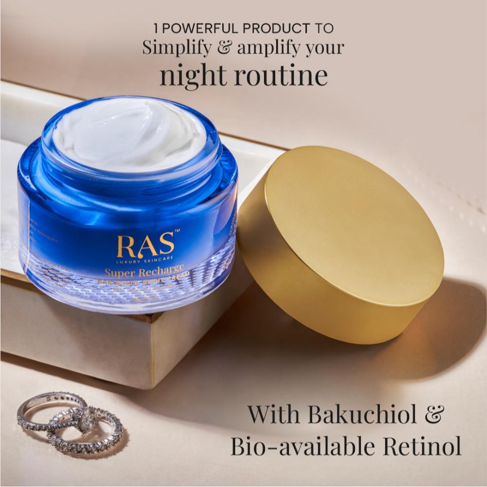 RAS Luxury Oils Super Recharge Night Cream With Bakuchiol & Peptides Deeply Hydrates