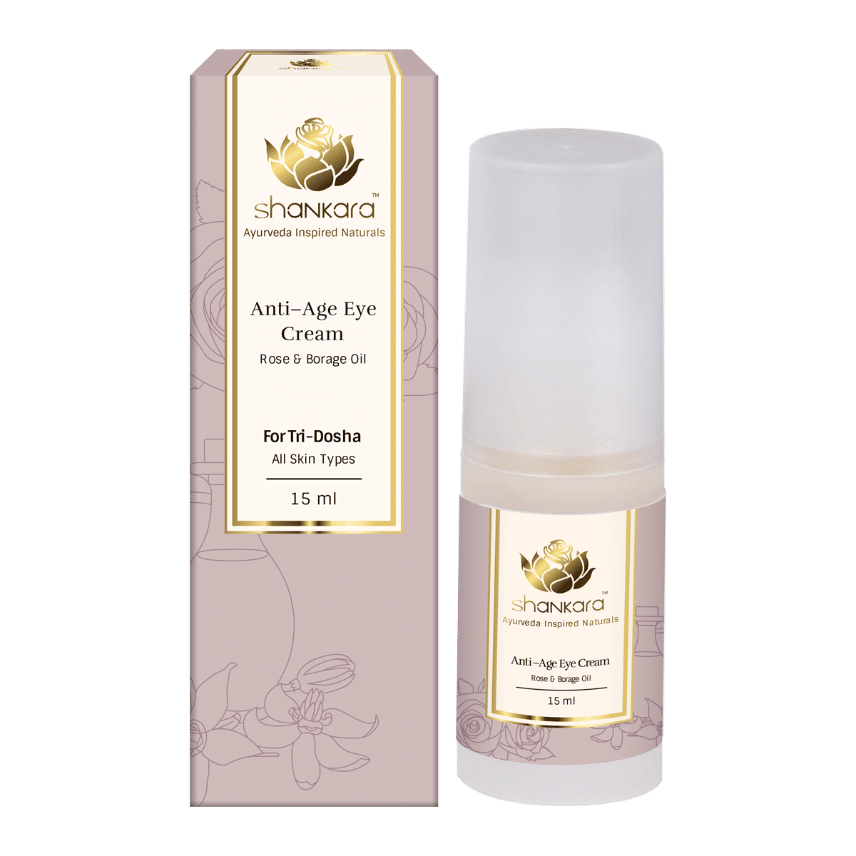 Shankara Anti-Age Eye Cream-Rose, Borage Oil & 10% Vitamin C, Reducing Puffiness & Dark Circles