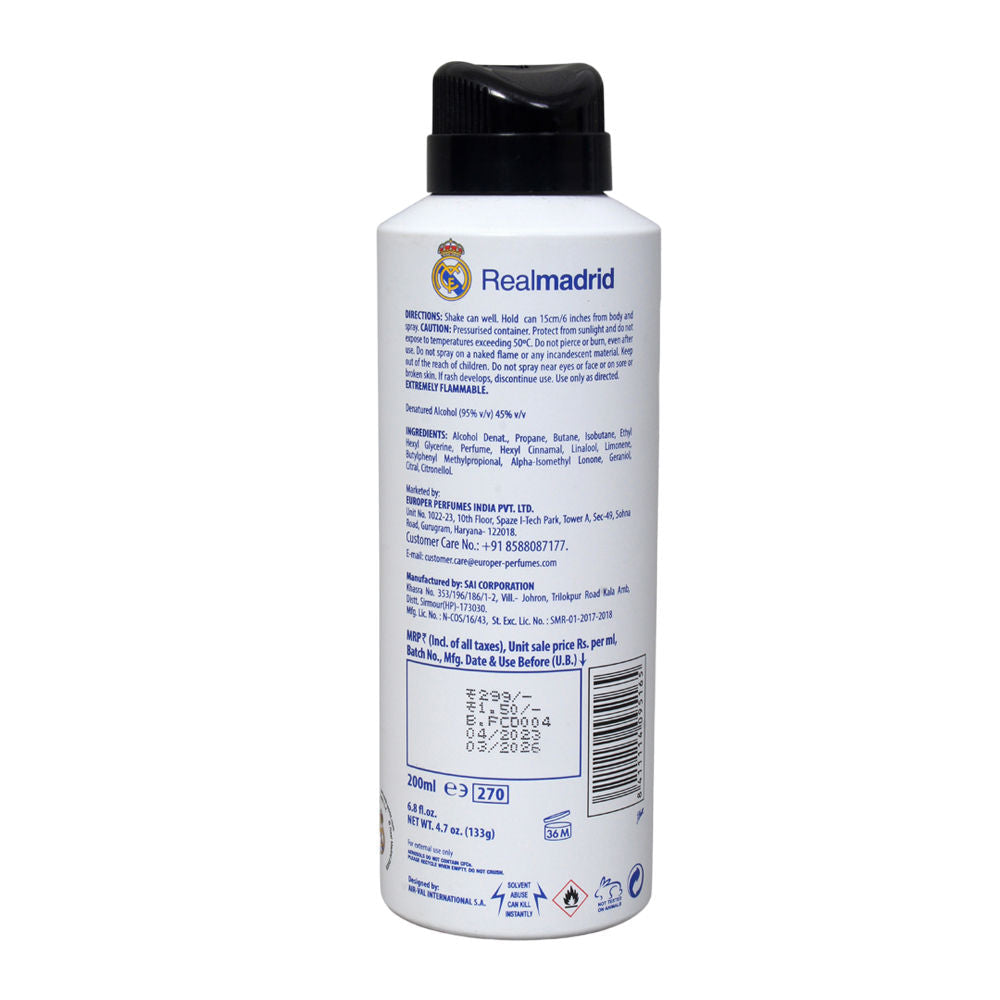 Real Madrid Body Spray - White
