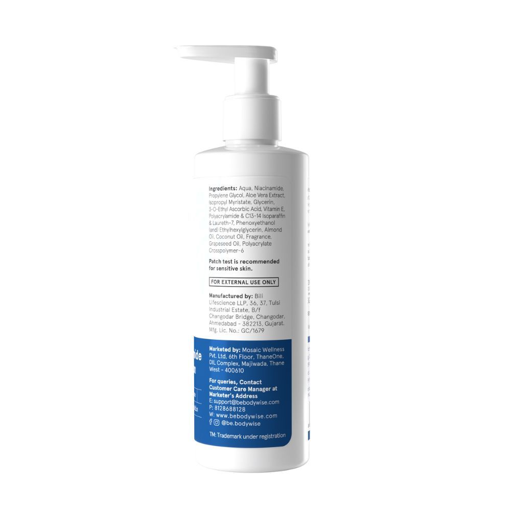 Be Bodywise 10% Niacinamide Body Lotion - 48H Moisturization, Reduces Acne Marks, Nourishes Skin