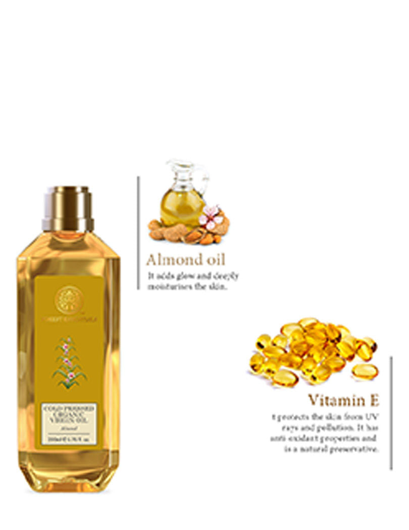 Forest Essentials Organic Cold Pressed Virgin Almond Oil - Pure Almond Massage Oil With Vitamin E