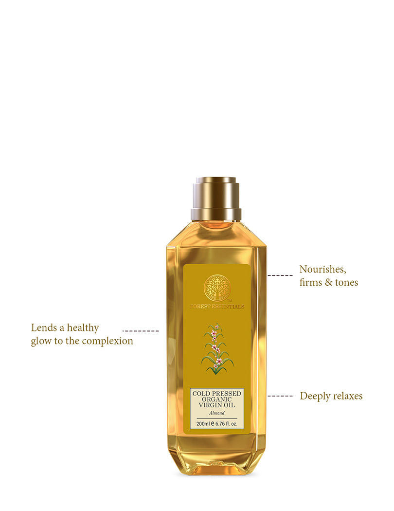 Forest Essentials Organic Cold Pressed Virgin Almond Oil - Pure Almond Massage Oil With Vitamin E
