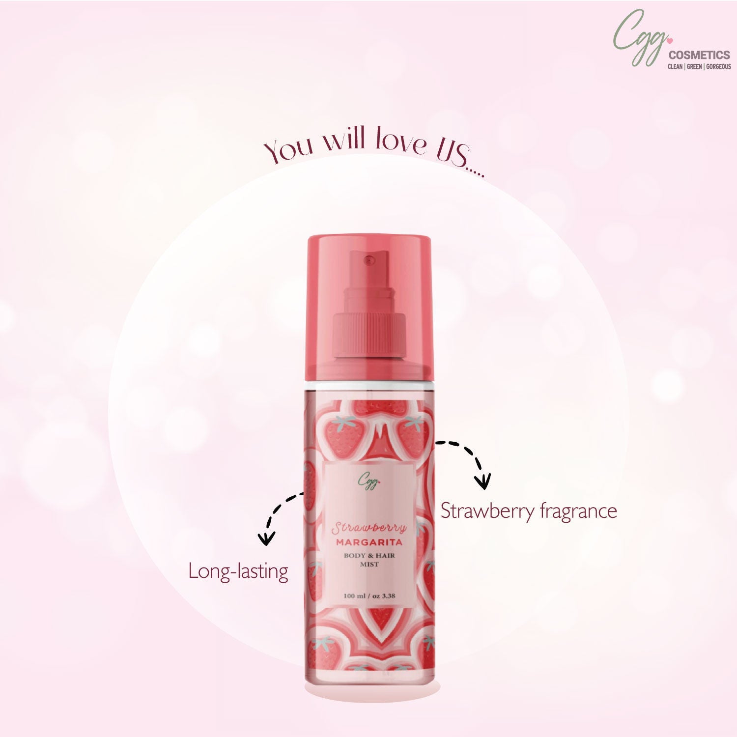 CGG Cosmetics Strawberry Margarita Body & Hair Mist For Men & Women