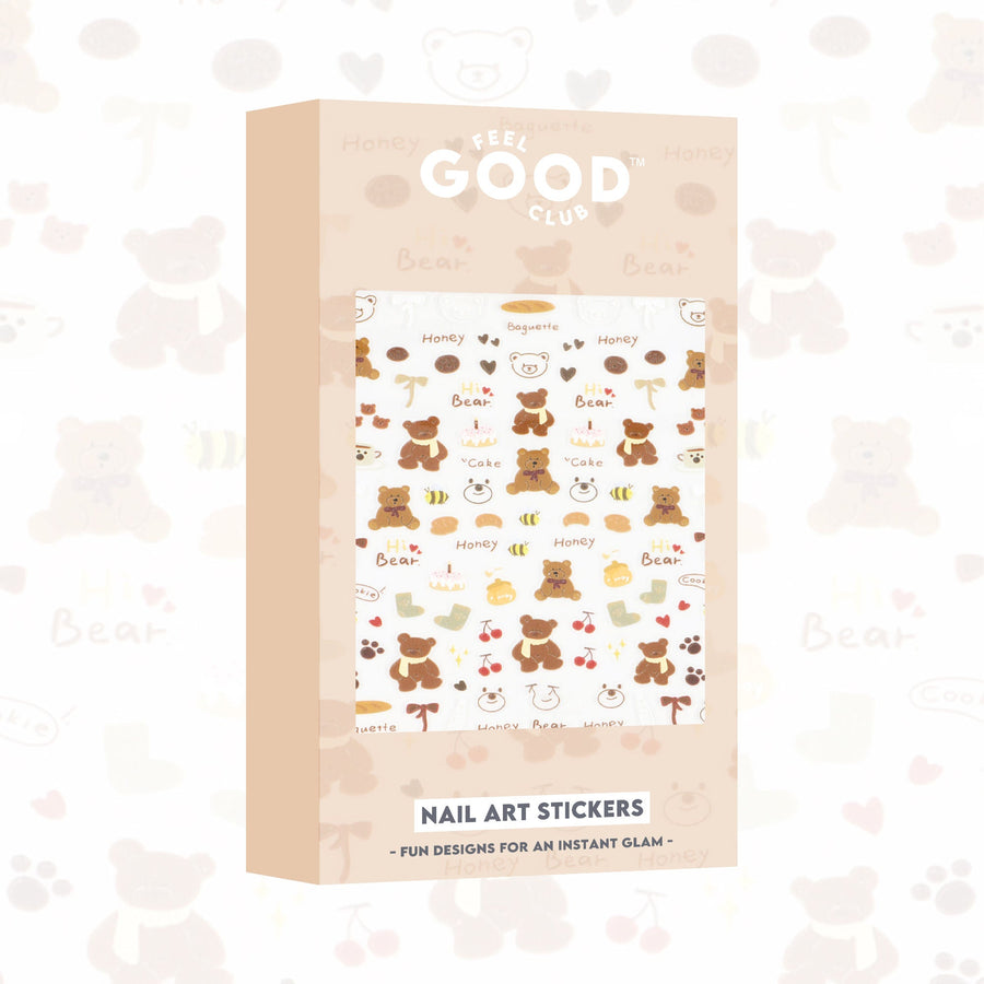 Feel Good Club Bows & Bears Nail Stickers For Quick Nail Art - Peel & Apply After Nail Polish Enamel