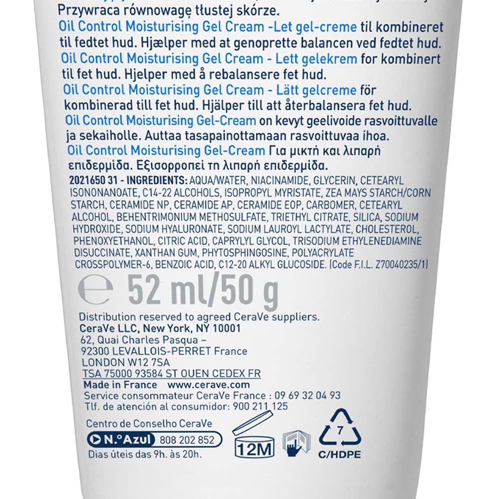 CeraVe Oil Control Gel-Cream Lightweight Moisturizer For Oily & Combination Skin With Shine Control