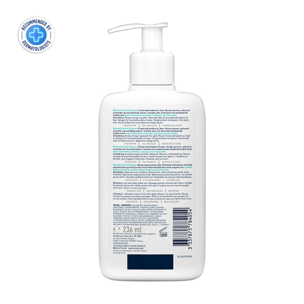 CeraVe Blemish Control Cleanser With 2% Salicylic Acid & Niacinamide For Acne-Prone Skin