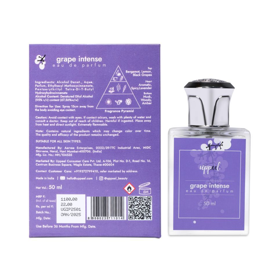 Uppeel Grape Intense Eau De Parfum Bold, Fruity & Spicy Unisex Evening Fragrance