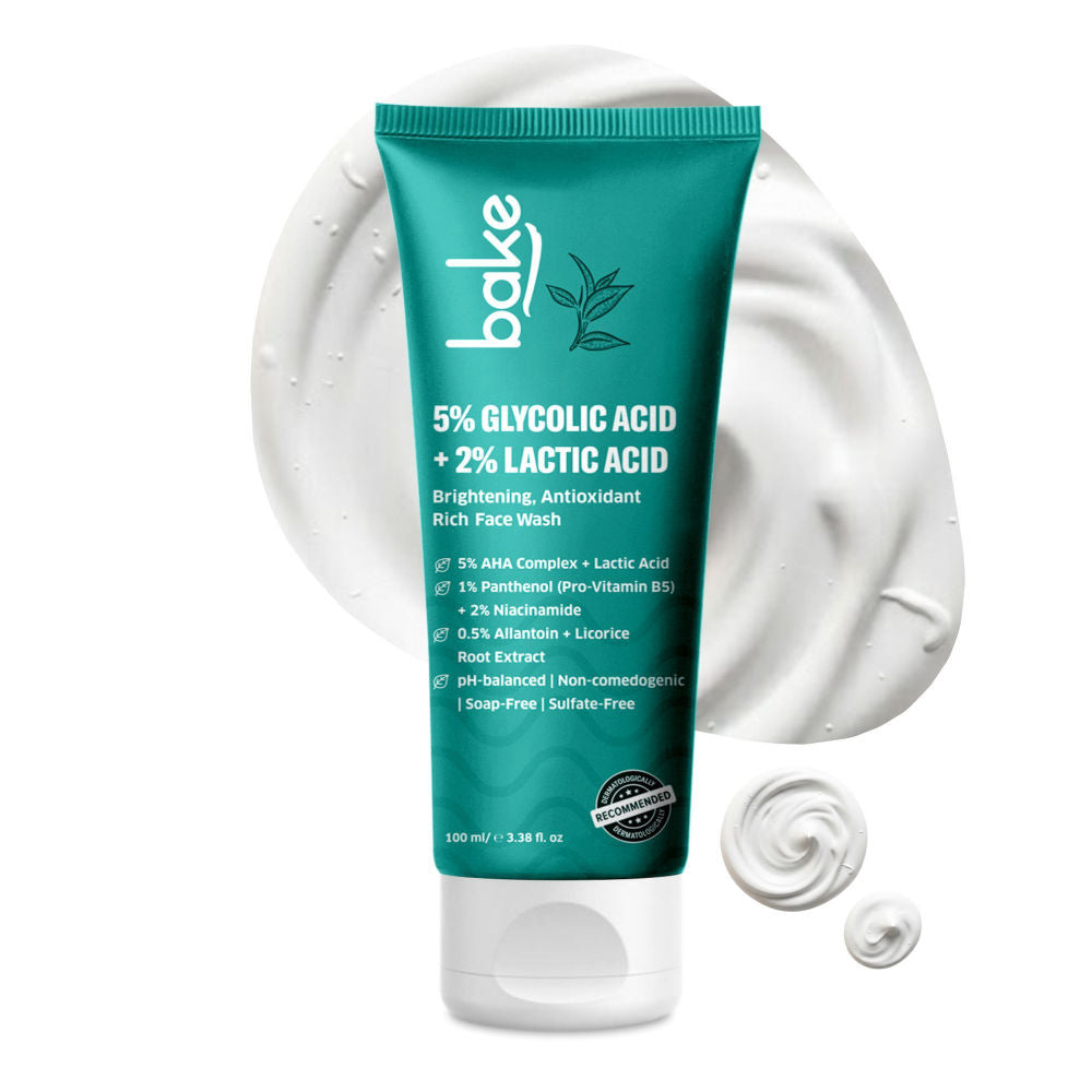 Bake 5% Glycolic Acid + 2% Lactic Acid Daily Face Wash For Pigmentation & Glowing Skin