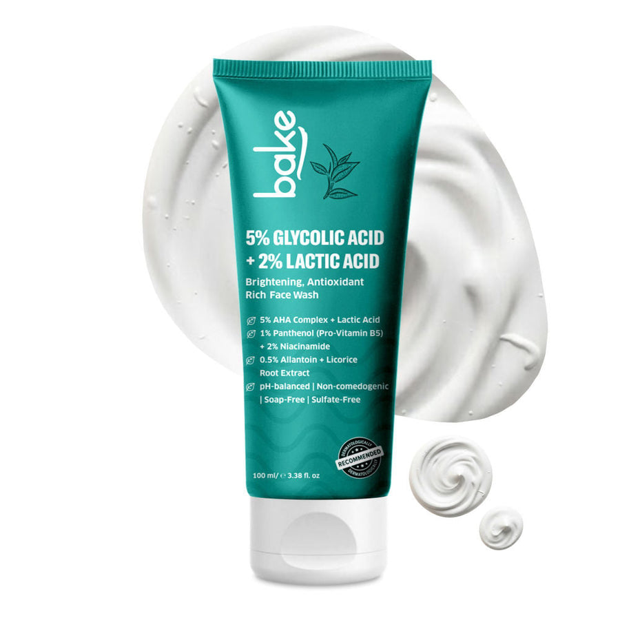 Bake 5% Glycolic Acid + 2% Lactic Acid Daily Face Wash For Pigmentation & Glowing Skin