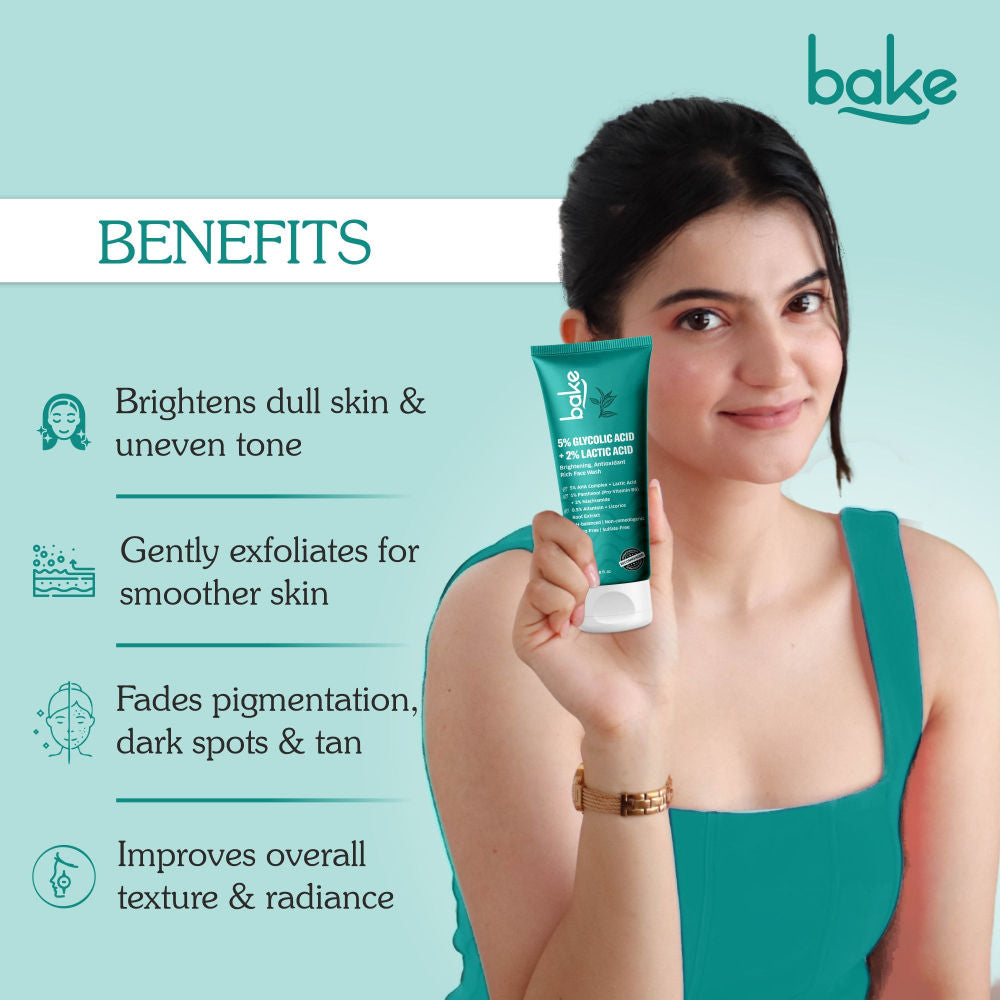 Bake 5% Glycolic Acid + 2% Lactic Acid Daily Face Wash For Pigmentation & Glowing Skin