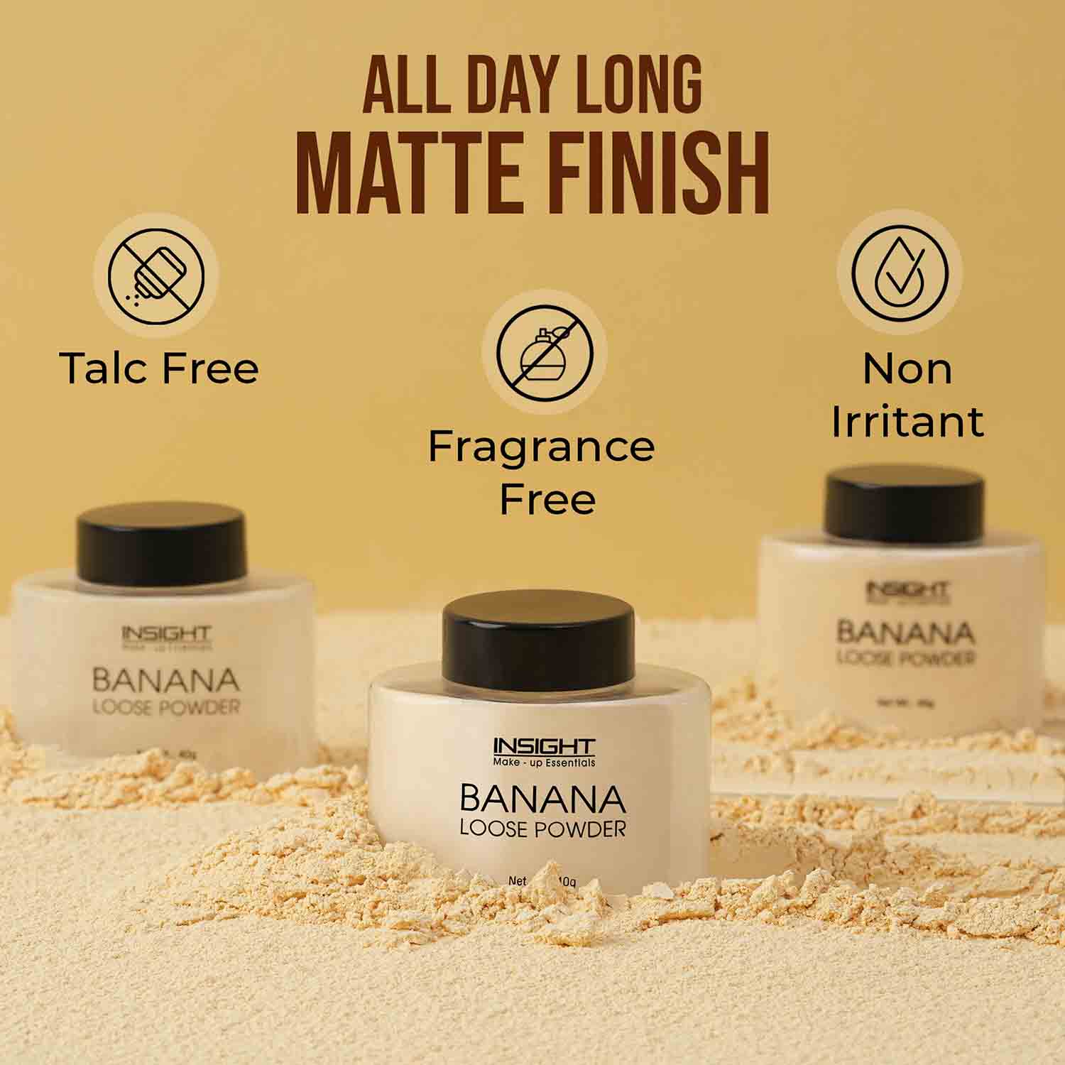 Insight Cosmetics Banana Loose Powder, Oil Control Formula, Long-Wear Matte Finish