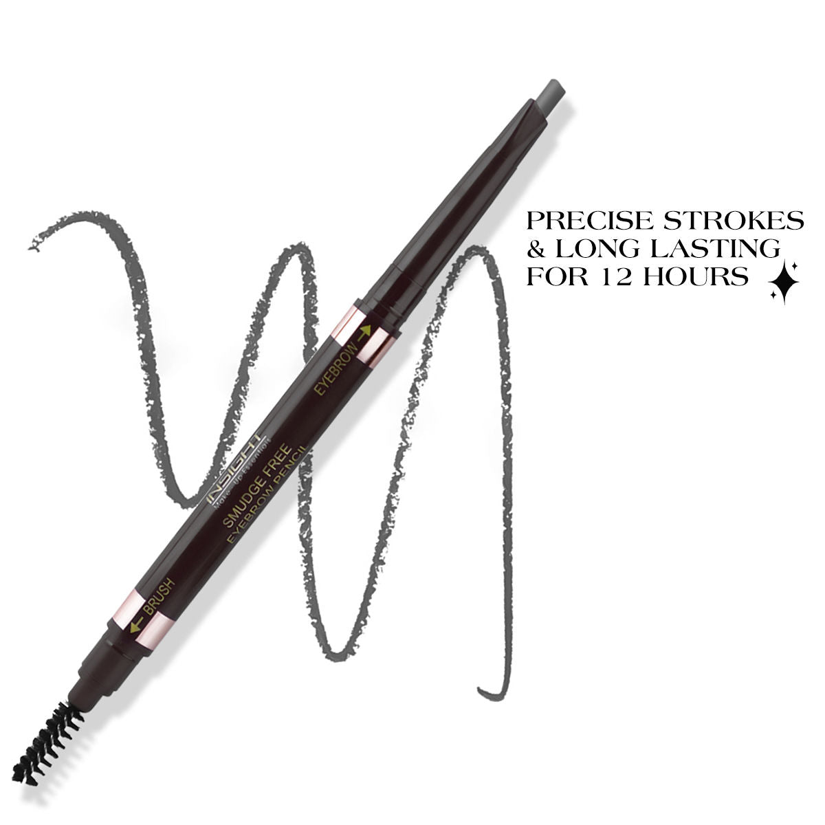 Insight Cosmetics Smudge Free Eyebrow Pencil, 2 In1 Define & Blend,12hrs Long Lasting