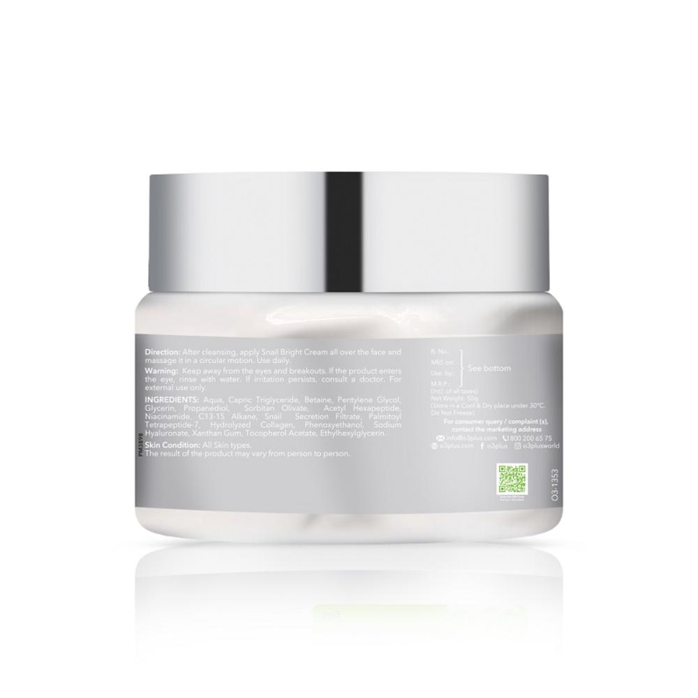 O3+ Snail Bright Mucin Gel Cream Moisturiser For Korean Glass Glow & Barrier Repair