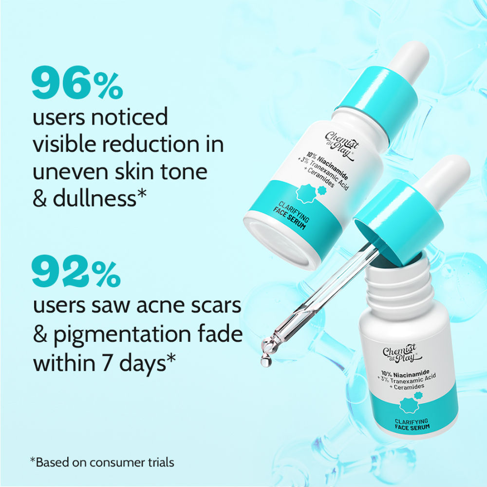 Chemist at Play Clarifying Serum, 10% Niacinamide, 3% Tranexamic Acid, For Clear & Spotless Skin