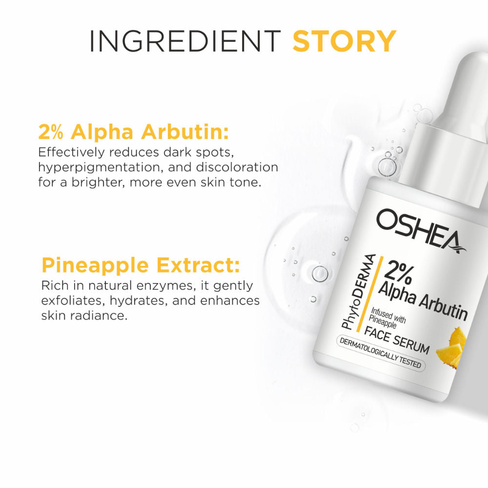 Oshea Herbals Phytoderma Face Serum With 2% Alpha Arbutin & Pineapple Extract Reduces Dark Spots