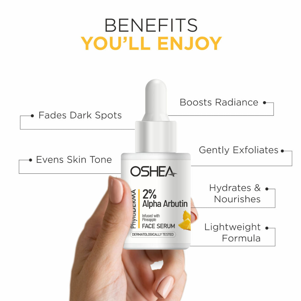 Oshea Herbals Phytoderma Face Serum With 2% Alpha Arbutin & Pineapple Extract Reduces Dark Spots