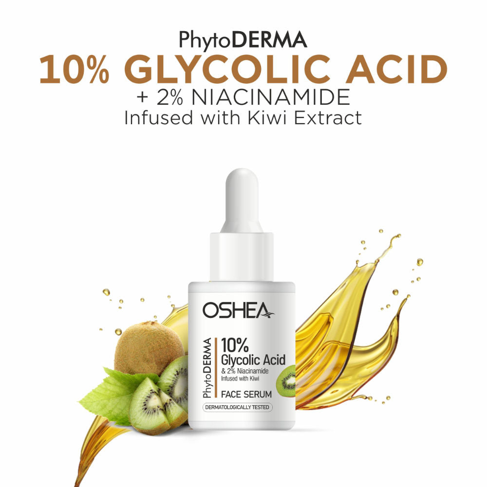 Oshea Herbals Phytoderma Face Serum With 10% Glycolic Acid & 2% Niacinamide For Dull & Rough Skin
