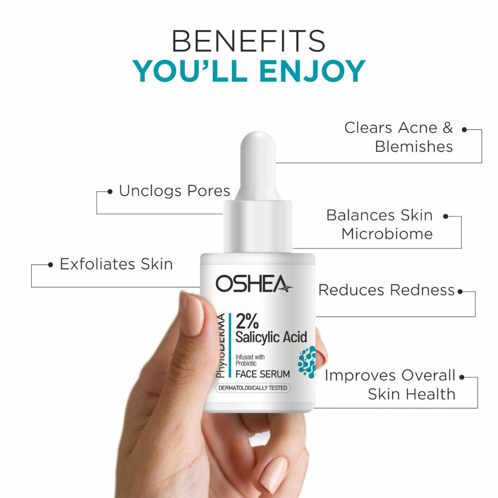 Oshea Herbals Phytoderma Face Serum With 2% Salicylic Acid & Probiotics Reduces Rough & Uneven Skin
