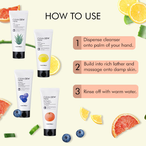 TONYMOLY Korean Clean Dew Red Grapefruit Foam Cleanser with Antioxidants to Boost Skin Elasticity