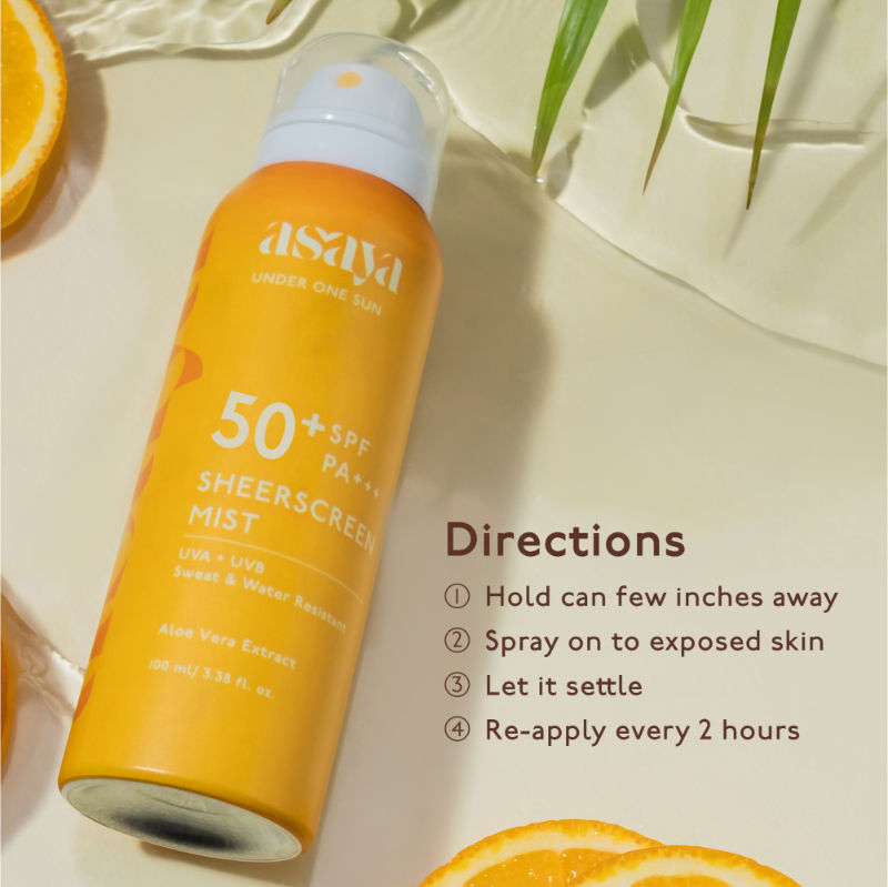 Asaya Body Sunscreen Spray SPF 65 Lightweight Quick Dry Sunscreen Mist for Face and Body