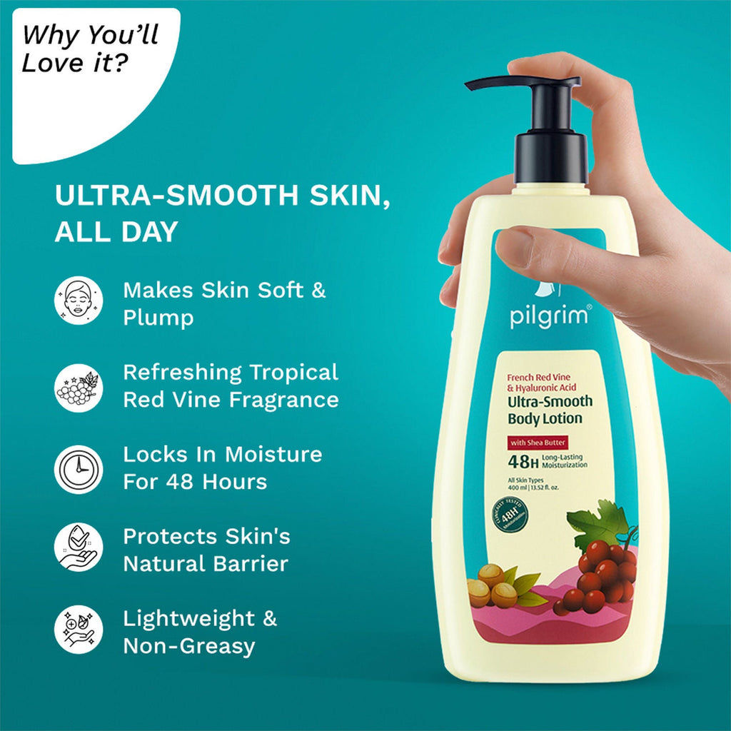 Pilgrim French Red Vine & Hyaluronic Acid Ultra-Smooth Body Lotion