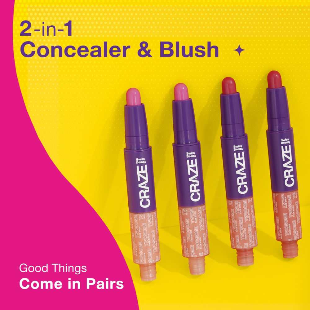 Swiss Beauty Craze Twosome Face Stick 2-In-1 Beauty Wand Concealer and Blush