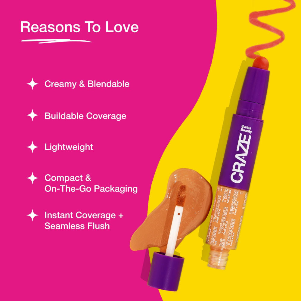 Swiss Beauty Craze Twosome Face Stick 2-In-1 Beauty Wand Concealer and Blush