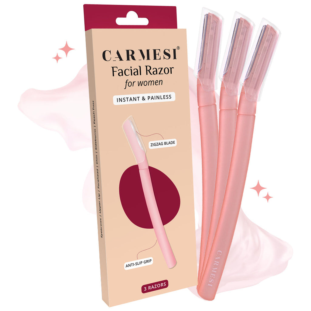 Carmesi Reusable Face Razor For Women Facial Hair- 3 Razors - Instant & Painless Hair Removal