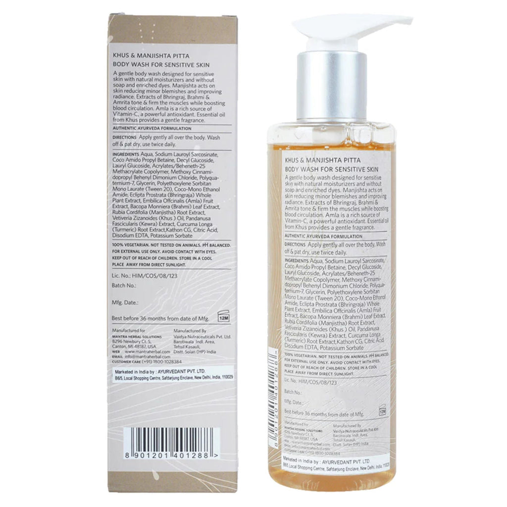 Mantra Herbal Khus & Manjistha Pitta Body Wash For Sensitive Skin