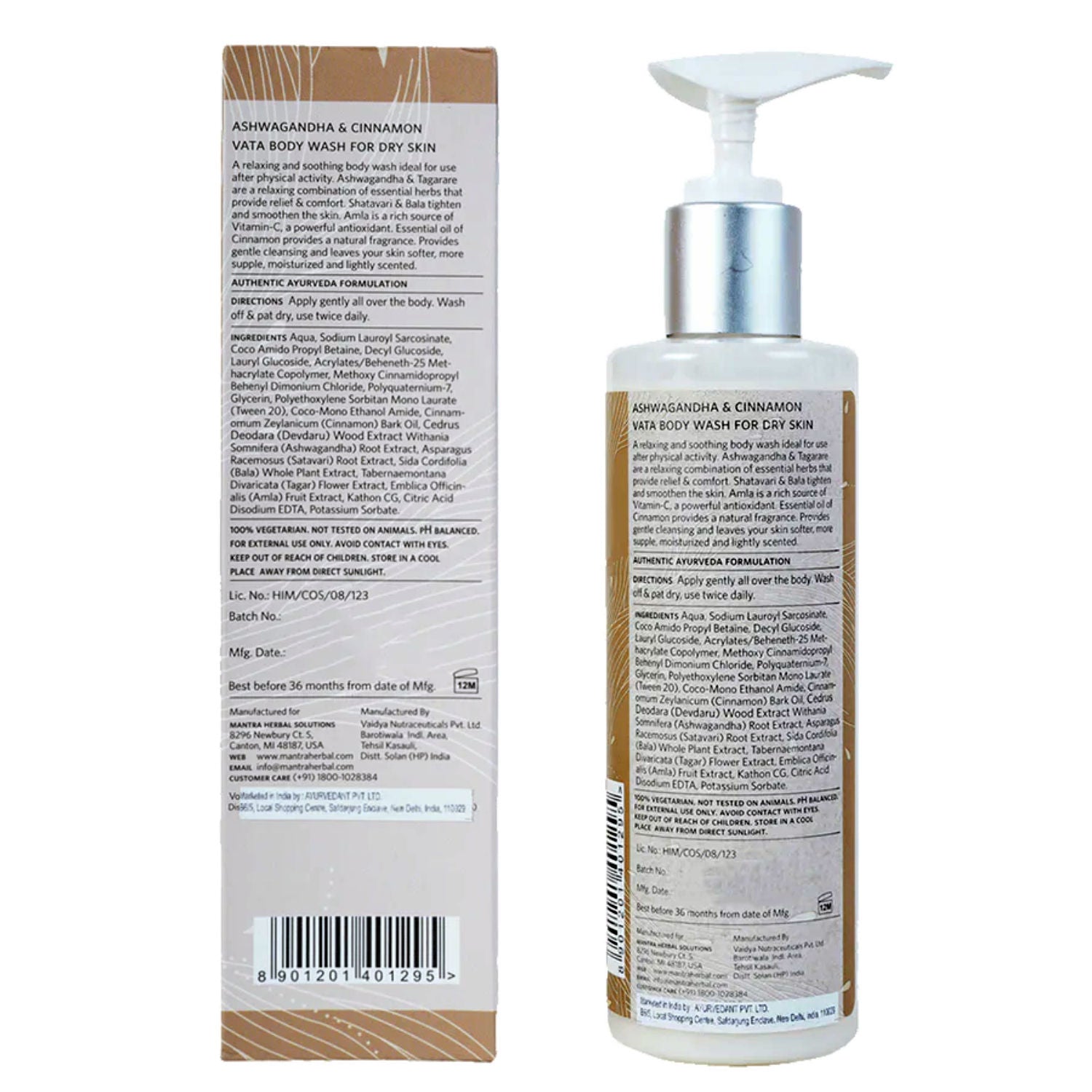 Mantra Herbal Ashwagandha & Cinnamon Vata Body Wash For Dry Skin